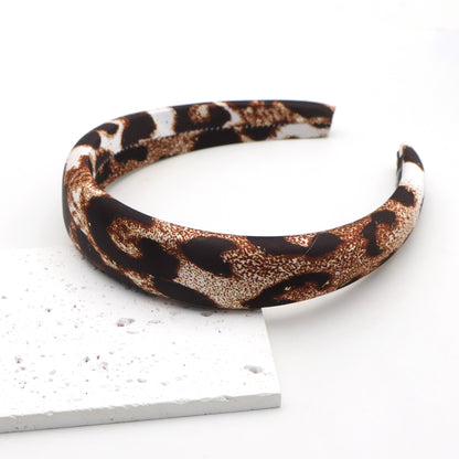 hot gold leopard satin high cranial hairband