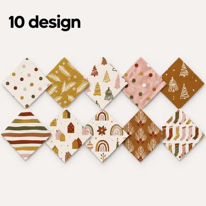 10Pc/Set Christmas Series Dot Tree House Star Stripe Fat Quarter Fabric, Pre-Cut Square Fabric Assort, Fabric Set, Craft Fabric, Handmade DIY Patchwork Fabric,Home Quilting Sewing Fabric, Packaging Fabric, Scrapbooking Craft Hobbyist