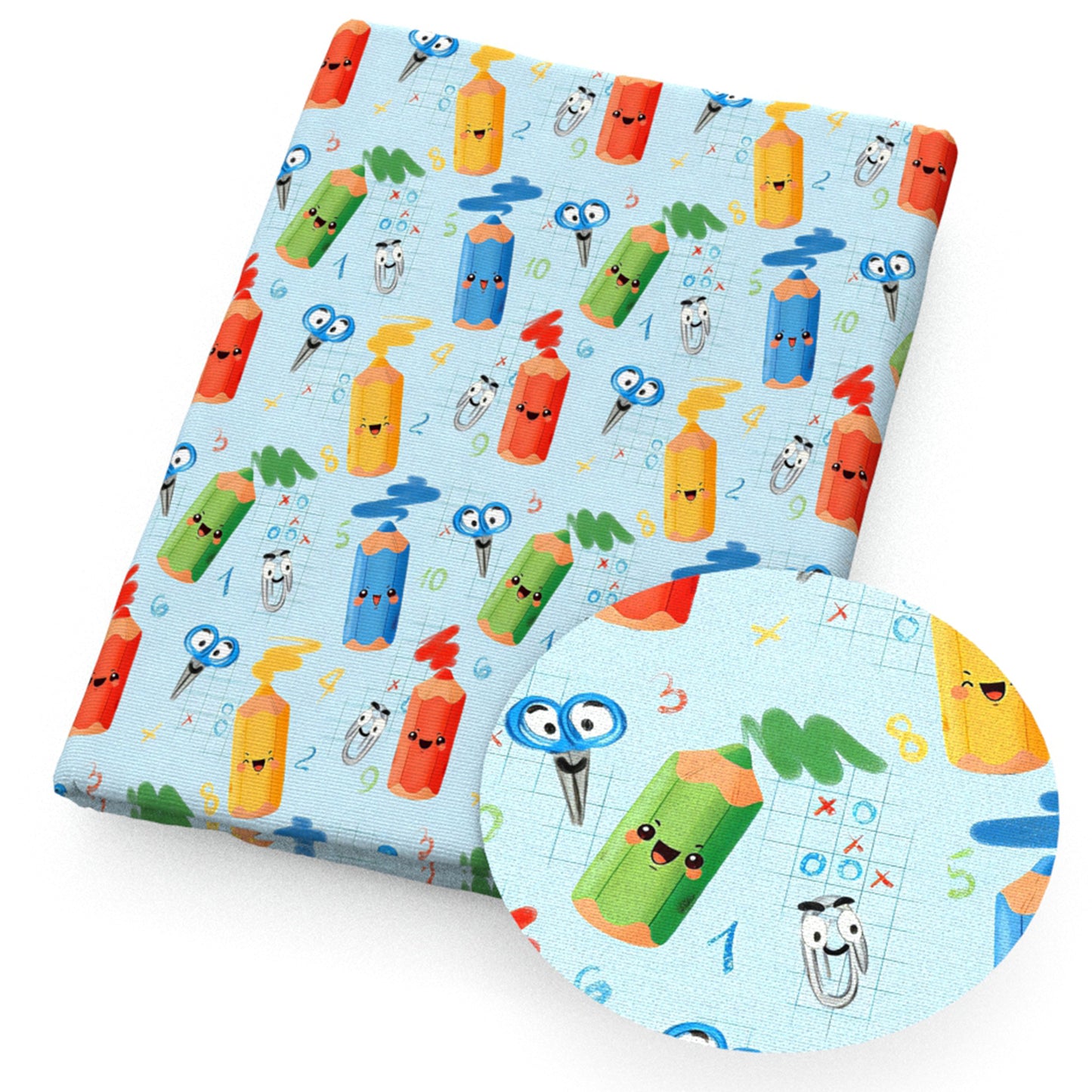crayon pattern scissors knife number fabric