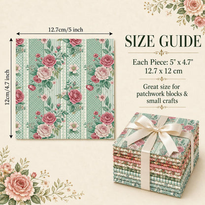10pcs Charm Pack Set Floral Vintage Style Pattern Handmade DIY with Rich Color and Texture Elements 100% Polyester Patchwork in 10 Design Styles Suitable for Patchwork DIY Craft Projects DIY Wallet Making Gift Giving Bag Making Mother's Day Gift