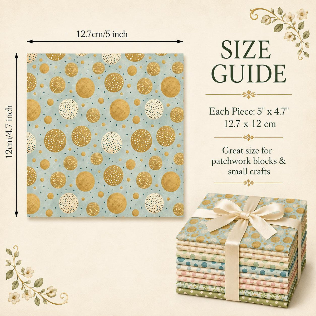 10pcs Charm Pack Set Floral Pattern 100% Polyester Patchwork in 10 Design Styles, Ready-to-Sew Without Cutting, Suitable For Patchwork Wallet Making Gift Giving Tote Bags Coasters DIY Craft Projects For Mother's Gift