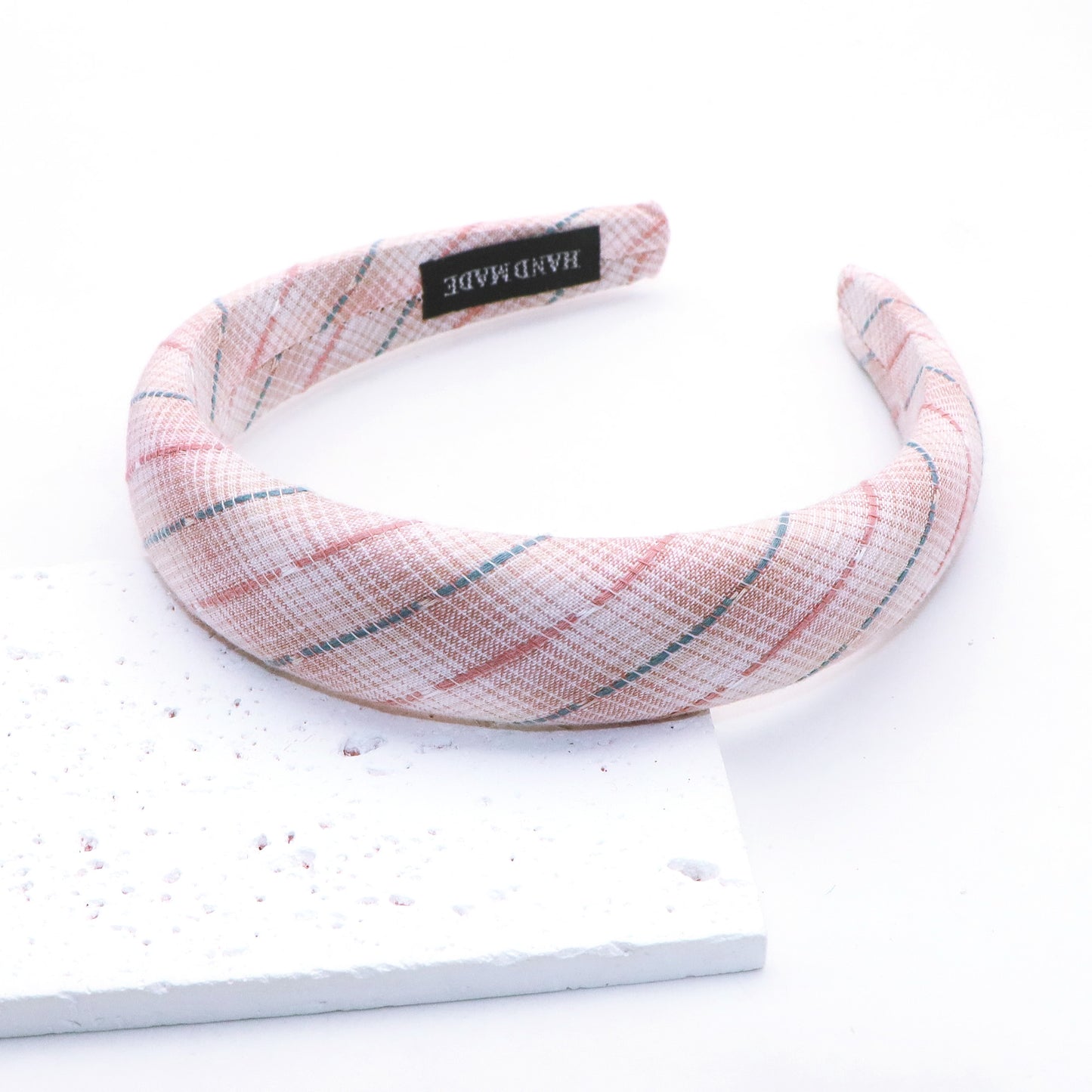 cotton jacquard line gradient retro checkered high cranial hairband