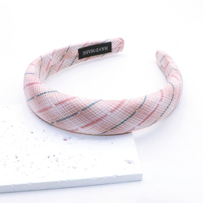 cotton jacquard line gradient retro checkered high cranial hairband