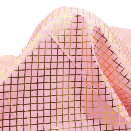 1pc Golden Plaid Print 100% Polyester Pink Fabric, 58.26x19.68 inch Precut Fabric, Perfect for Party Decorations, and Craft Projects, Hair Ties, DIY Quilting & Sewing, Patchwork, Backdrop Fabric | Plaid Pattern