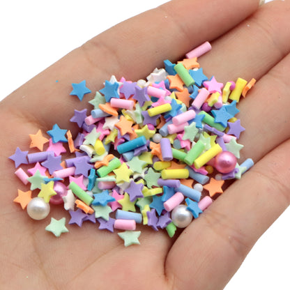 20g/pack Mixed Nail Art Polymer Clay Slices & Faux Pearl Beads - Star Flower Shaped,Unscented - Slime Charms for Resin, Lip Gloss DIY, Nail Art & Crafts