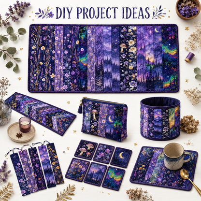 10pcs Vintage Mushroom Mountain Dark Pattern Jelly Roll Fabric Strips 2.5X19.7inch Pre-cut 100% Polyester for Patchwork Quilts, Table Runners, Placemats, Tote Bags, Storage Pouches, Makeup Bags, Coasters, Quilt Blocks & Binding