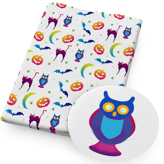 owl halloween pumpkin cat moon bat fabric