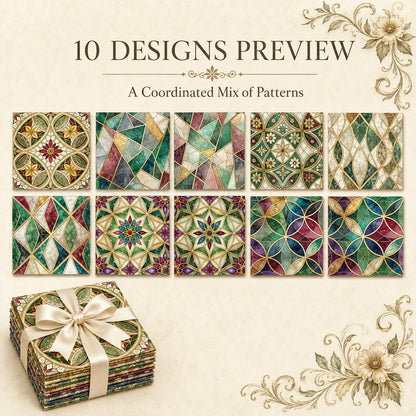 10Pc/Set Flower Geometric Patterns Colors Series Fat Quarter Fabric, Pre-Cut Square Fabric Assort, Fabric Set, Craft Fabric, Handmade DIY Patchwork Fabric,Home Quilting Sewing Fabric, Packaging Fabric, Scrapbooking Craft Hobbyist