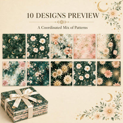 10pcs Charm Pack Set Floral Pattern Vintage Style Handmade DIY with Rich Color and Texture Elements 100% Polyester Patchwork in 10 Design Styles Suitable for Patchwork DIY Craft Projects DIY Wallet Making Gift Giving Bag Making Mother's Day Gift
