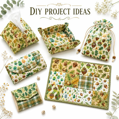 10pcs Charm Pack Set Pinecones Autumn Vintage Style Pattern Handmade DIY with Rich Color and Texture Elements 100% Polyester Patchwork in 10 Design Styles Suitable for Patchwork DIY Craft Projects DIY Wallet Making Gift Giving Bag Making Mother's Day Gift
