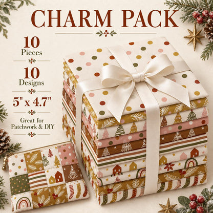 10Pc/Set Christmas Series Dot Tree House Star Stripe Fat Quarter Fabric, Pre-Cut Square Fabric Assort, Fabric Set, Craft Fabric, Handmade DIY Patchwork Fabric,Home Quilting Sewing Fabric, Packaging Fabric, Scrapbooking Craft Hobbyist