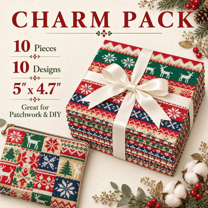 10Pc/Set Christmas Series Stripe Flower Star Deer Tree Moon Fat Quarter Fabric, Pre-Cut Square Fabric Assort, Fabric Set, Craft Fabric, Handmade DIY Patchwork Fabric,Home Quilting Sewing Fabric, Packaging Fabric, Scrapbooking Craft Hobbyist