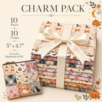 10Pc/Set Halloween Series Star Pumpkin Duck Skull Bat Fat Quarter Fabric, Pre-Cut Square Fabric Assort, Fabric Set, Craft Fabric, Handmade DIY Patchwork Fabric,Home Quilting Sewing Fabric, Packaging Fabric, Scrapbooking Craft Hobbyist