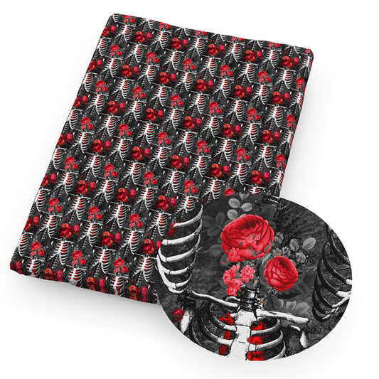 flowerfloral halloween skull ghost skeleton bones fabric