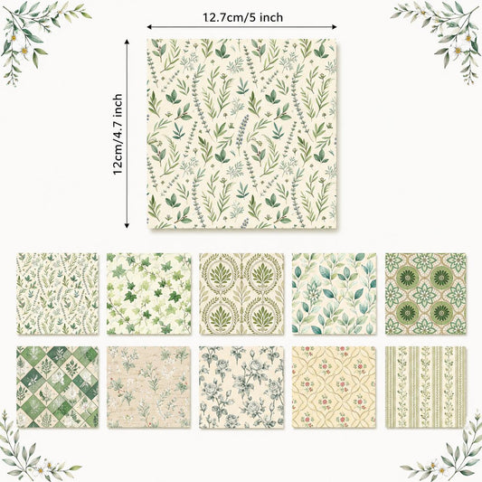 10Pc/Set Leaf Green Series Plaid Fat Quarter Fabric, Pre-Cut Square Fabric Assort, Fabric Set, Craft Fabric, Handmade DIY Patchwork Fabric,Home Quilting Sewing Fabric, Packaging Fabric, Scrapbooking Craft Hobbyist