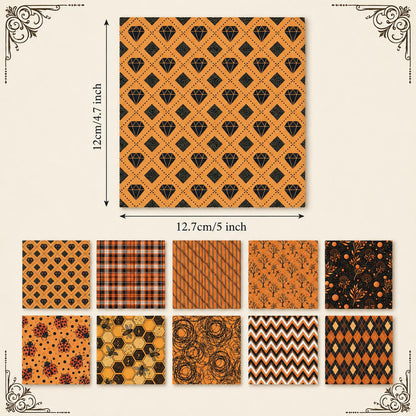 10Pc/Set Autumn Orange Series Ladybug Stripe Bee Dot Hexagon Fat Quarter Fabric, Pre-Cut Square Fabric Assort, Fabric Set, Craft Fabric, Handmade DIY Patchwork Fabric,Home Quilting Sewing Fabric, Packaging Fabric, Scrapbooking Craft Hobbyist