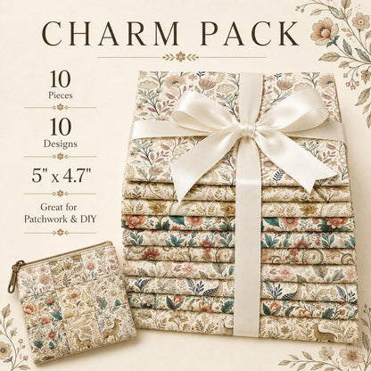 10pcs Charm Pack Set Floral Vintage Style Pattern Handmade DIY with Rich Color and Texture Elements 100% Polyester Patchwork in 10 Design Styles Suitable for Patchwork DIY Craft Projects DIY Wallet Making Gift Giving Bag Making Mother's Day Gift