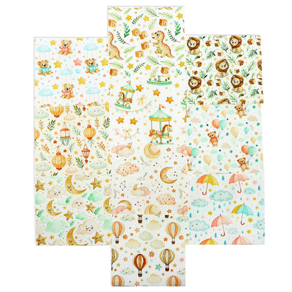 10Pc/Set Animal Series Dinosaurs Lions Bear Moon Umbrella Balloon Cloud Fat Quarter Fabric, Pre-Cut Square Fabric Assort, Fabric Set, Craft Fabric, Handmade DIY Patchwork Fabric,Home Quilting Sewing Fabric, Packaging Fabric, Scrapbooking Craft Hobbyist