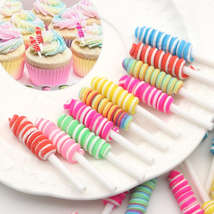 10Pcs Colorful Lollipop Resin Pendant Charms,Cute Simulation Lollipop Jelly Candy DIY Accessories for DIY Jewelry Making,Phone Case & Stationery Box Embellishment,Ideal for Creative Crafts & Unique Gifts