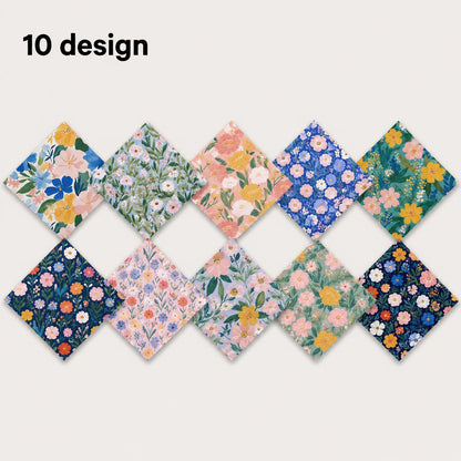 10pcs Charm Pack Set Floral Pattern Vintage Style Handmade DIY with Rich Color and Texture Elements 100% Polyester Patchwork in 10 Design Styles Suitable for Patchwork DIY Craft Projects DIY Wallet Making Gift Giving Bag Making Mother's Day Gift