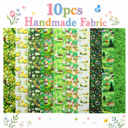 10pcs Vintage Duck Grass Jelly Roll Fabric Strips 2.5X19.7inch Pre-Cut 100% Polyester For Patchwork Quilts, Table Runners, Placemats, Tote Bags, Storage Pouches, Makeup Bags, Coasters, Quilt Blocks & Binding Birthday Gift
