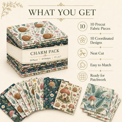 10Pc/Set Flower Mushroom Series Daisy Snails  Fat Quarter Fabric, Pre-Cut Square Fabric Assort, Fabric Set, Craft Fabric, Handmade DIY Patchwork Fabric,Home Quilting Sewing Fabric, Packaging Fabric, Scrapbooking Craft Hobbyist