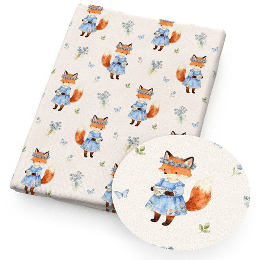 fox flowerfloral butterfly fabric
