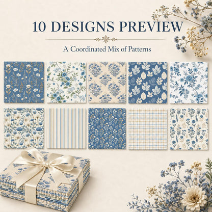 10pcs Charm Pack Set Floral Pattern Vintage Style Handmade DIY with Rich Color and Texture Elements 100% Polyester Patchwork in 10 Design Styles Suitable for Patchwork DIY Craft Projects DIY Wallet Making Gift Giving Bag Making Mother's Day Gift