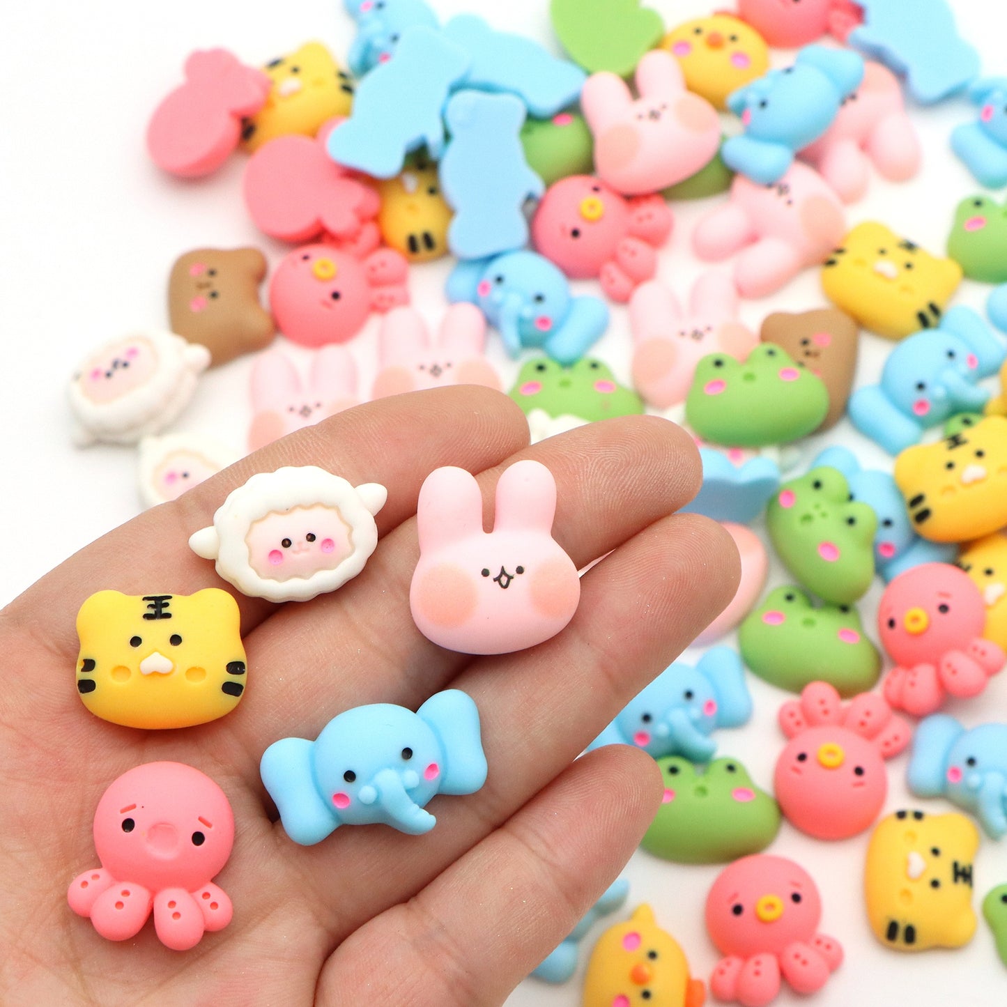 10Pcs Animals Series Acrylic Charms,Random Designs,Rabbit,Frog,Tiger,Sheep Shaped,3D Flatback Resin Cabochons for DIY Jewelry, Earrings, Bracelets, Keychains, Festive Decor, Homemade Gifts, Phone Cases, Water Bottles, Hair Accessories