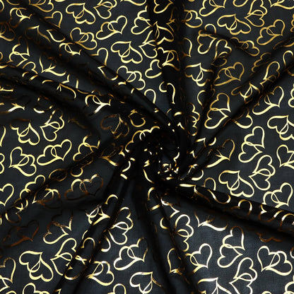 1Pc heart love Golden Foil Printed Premium Organza tulle mesh Fabric - 57x19.68inch(145x50cm) Pre-cut Fabric,Perfect for DIY Sewing,Bags,Party Decor, Tablecloths, Gift Wrapping,Cushions & Furniture Covers
