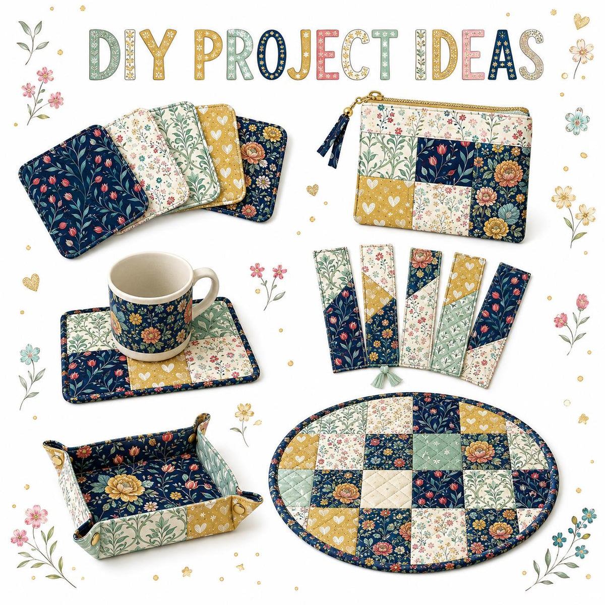 10pcs Charm Pack Set Floral Pattern Vintage Style Handmade DIY with Rich Color and Texture Elements 100% Polyester Patchwork in 10 Design Styles Suitable for Patchwork DIY Craft Projects DIY Wallet Making Gift Giving Bag Making Mother's Day Gift