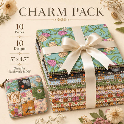 10pcs Charm Pack Set Floral Bee Pattern Vintage Style Handmade DIY with Rich Color and Texture Elements 100% Polyester Patchwork in 10 Design Styles Suitable for Patchwork DIY Craft Projects DIY Wallet Making Gift Giving Bag Making Mother's Day Gift