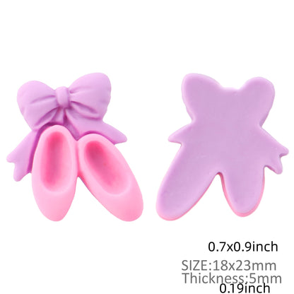5pcs ballet Shoe Cabochons Charms, Acrylic Resin Charms for DIY Crafts, Jewelry Making, Keychains, Phone Cases, and Fridge Magnets - Colorful Decorative Beads