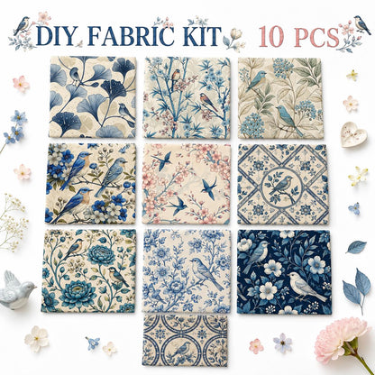 10pcs Charm Pack Set Floral Bird Vintage Style Pattern Handmade DIY with Rich Color and Texture Elements 100% Polyester Patchwork in 10 Design Styles Suitable for Patchwork DIY Craft Projects DIY Wallet Making Gift Giving Bag Making Mother's Day Gift