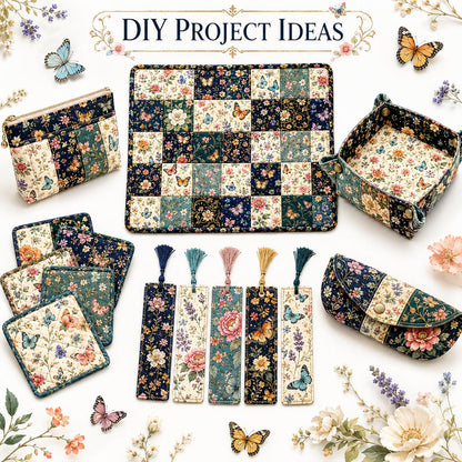 10pcs Charm Pack Set Floral Butterfly Pattern Vintage Style Handmade DIY with Rich Color and Texture Elements 100% Polyester Patchwork in 10 Design Styles Suitable for Patchwork DIY Craft Projects DIY Wallet Making Gift Giving Bag Making Mother's Day Gift