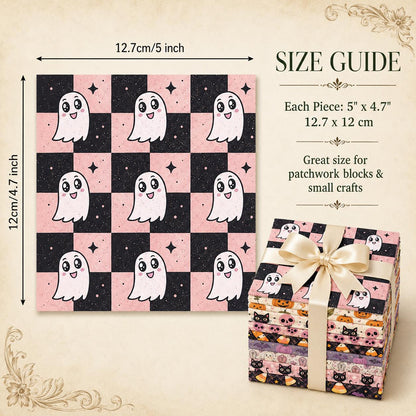 10pcs Charm Pack Set  Bat Ghost Cat Pumpkin Halloween Vintage Style Pattern Handmade DIY with Rich Color and Texture Elements 100% Polyester Patchwork in 10 Design Styles Suitable for Patchwork DIY Craft Projects DIY Wallet Making Gift Giving Bag Making
