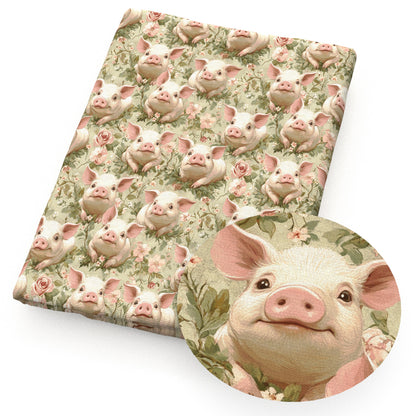 1pc pig Series Pattern Quilting Fabric-17.7x19.68inch(45x50cm) Polyester Craft Fabrics DIY Handmade Projects Doll Clothes Fabric Precut For Patchwork Craft(108gsm)