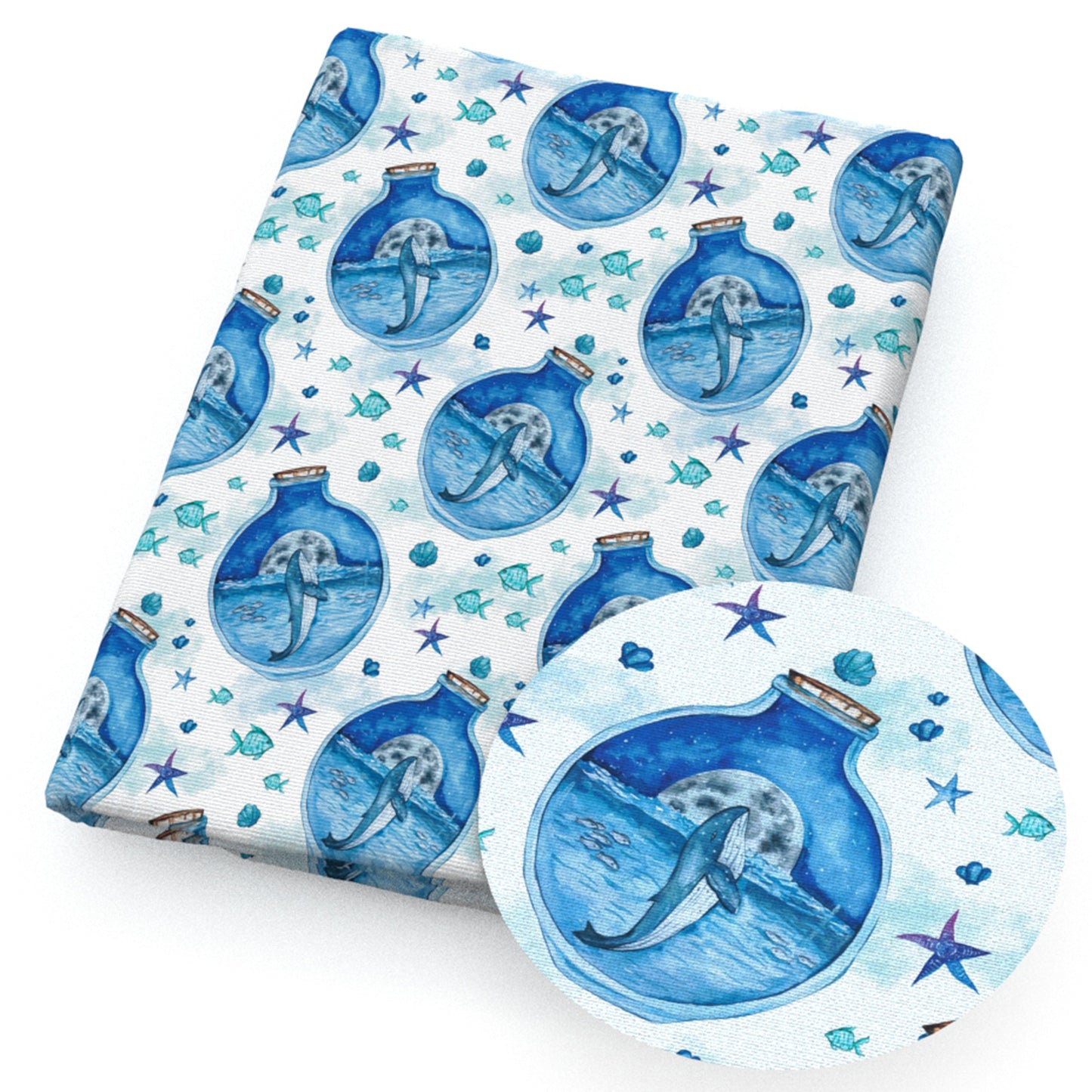 the whale ocean series moon fish star starfish ing bottle fabric