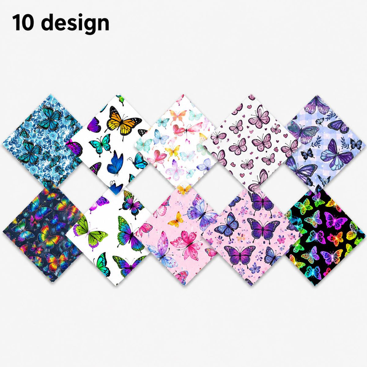 10Pc/Set Flower Butterfly Series Fat Quarter Fabric, Pre-Cut Square Fabric Assort, Fabric Set, Craft Fabric, Handmade DIY Patchwork Fabric,Home Quilting Sewing Fabric, Packaging Fabric, Scrapbooking Craft Hobbyist