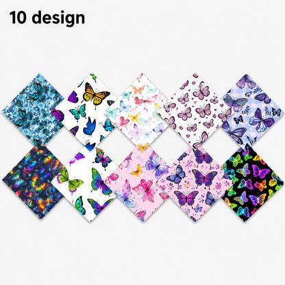 10Pc/Set Flower Butterfly Series Fat Quarter Fabric, Pre-Cut Square Fabric Assort, Fabric Set, Craft Fabric, Handmade DIY Patchwork Fabric,Home Quilting Sewing Fabric, Packaging Fabric, Scrapbooking Craft Hobbyist