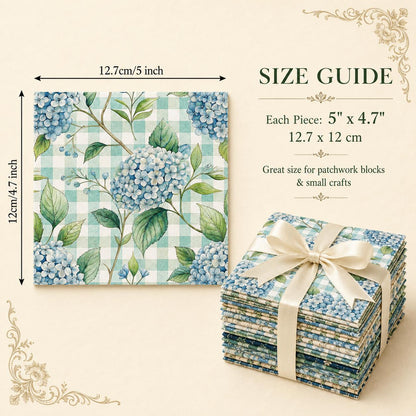10pcs Charm Pack Set Floral Hydrangea Pattern Vintage Style Handmade DIY with Rich Color and Texture Elements 100% Polyester Patchwork in 10 Design Styles Suitable for Patchwork DIY Craft Projects DIY Wallet Making Gift Giving Bag Making Mother's Day Gift