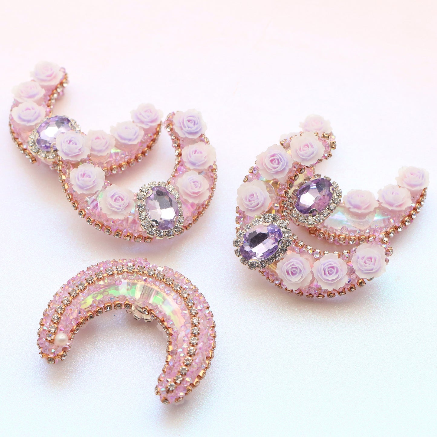 1PC Moon Rhinestone Bead with Opal Effect - Faux Crystal Spacer for DIY Jewelry Making, Bracelets, Necklaces, Earrings & Crafts