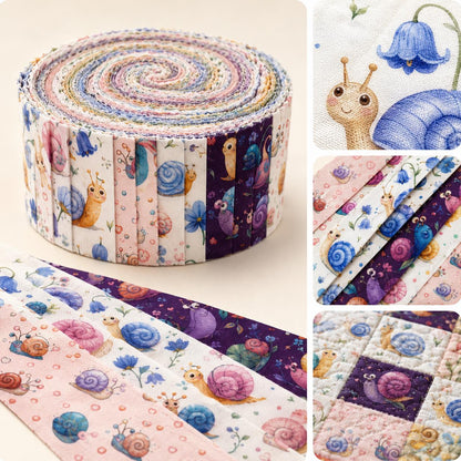 10Pc/Set, Making 10 Images 1pc Each, Each Size: 6.3*50cm Snail Series Sliced Fabric Set Style Combination, Polyester Jelly Roll Fabric Strips, Pre-Cut Quilting Squares, For Quilting DIY, Handicrafts And Sewing, Blankets, Rugs, Interior Decoration