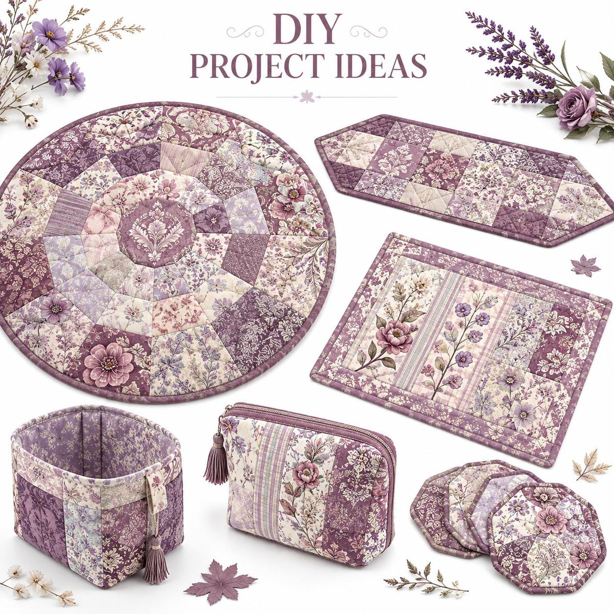 10pcs Vintage Floral Burgundy Pattern Jelly Roll Fabric Strips 2.5X19.7inch Pre-Cut 100% Polyester For Patchwork Quilts, Table Runners, Placemats, Tote Bags, Storage Pouches, Makeup Bags, Coasters, Quilt Blocks & Binding