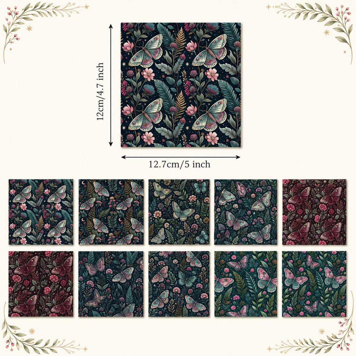 10Pc/Set Flower Butterfly Series Fat Quarter Fabric, Pre-Cut Square Fabric Assort, Fabric Set, Craft Fabric, Handmade DIY Patchwork Fabric,Home Quilting Sewing Fabric, Packaging Fabric, Scrapbooking Craft Hobbyist