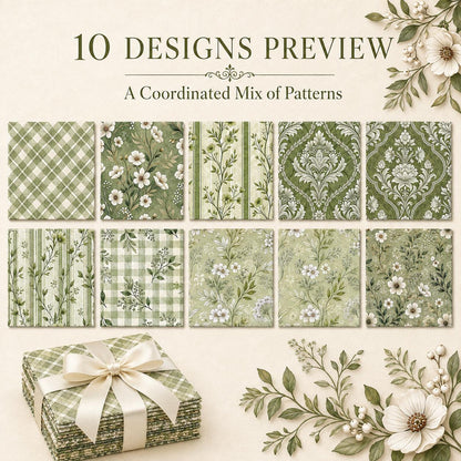 10pcS Charm Pack Set Plaid Floral Pattern VIntage Style Handmade DIY With Rich Color and Texture Elements 100% Polyester Patchwork in 10 Design Styles Suitable For Patchwork DIY Craft Projects DIY Wallet Making Gift Giving Bag Making Mother's Day Gift