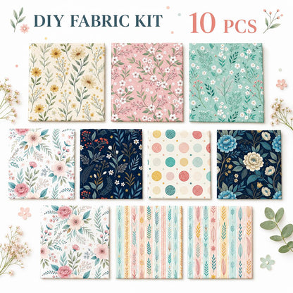 10pcs Charm Pack Set Floral Pattern Vintage Style Handmade DIY with Rich Color and Texture Elements 100% Polyester Patchwork in 10 Design Styles Suitable for Patchwork DIY Craft Projects DIY Wallet Making Gift Giving Bag Making Mother's Day Gift