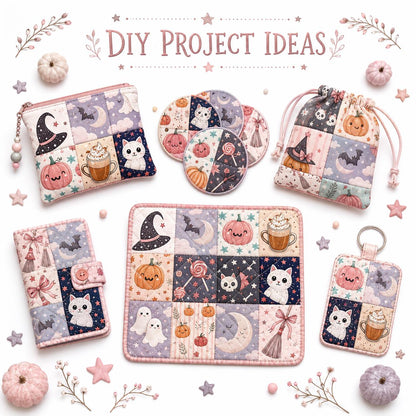 10Pc/Set Halloween Series Flower Pumpkin Skull Star Fat Quarter Fabric, Pre-Cut Square Fabric Assort, Fabric Set, Craft Fabric, Handmade DIY Patchwork Fabric,Home Quilting Sewing Fabric, Packaging Fabric, Scrapbooking Craft Hobbyist
