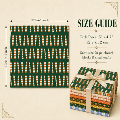 10pcs Charm Pack Set Christmas Santa Pattern Vintage Style Handmade DIY with Rich Color and Texture Elements 100% Polyester Patchwork in 10 Design Styles Suitable for Patchwork DIY Craft Projects DIY Wallet Making Gift Giving Bag Making Mother's Day Gift