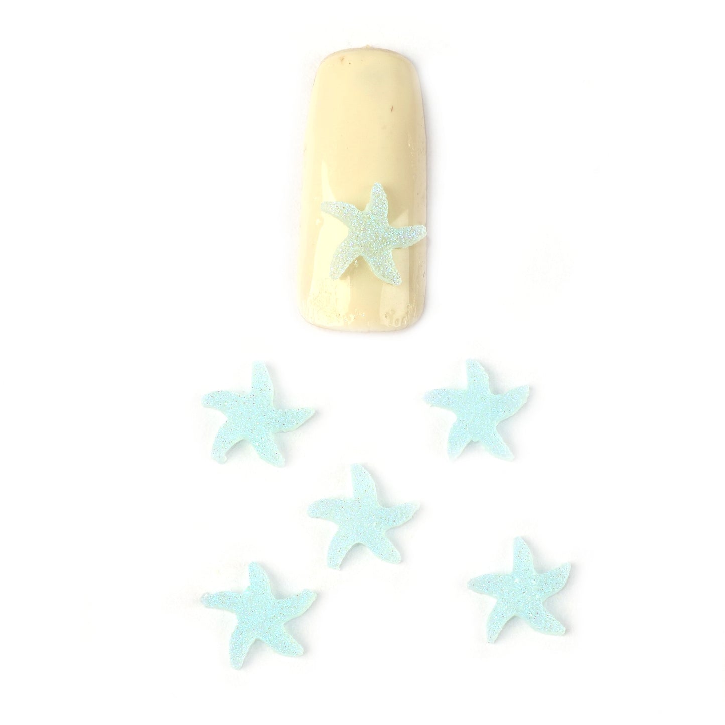 20pcs Glitter Starfish Nail Charms - Transparent Acrylic Beads, Flatback Skeleton Cabochons for DIY Nail Art & Craft Decorations